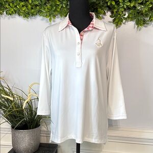 NWOT Peter Millar White 1/2 Sleeve Button Up Collared Polo Shirt XL